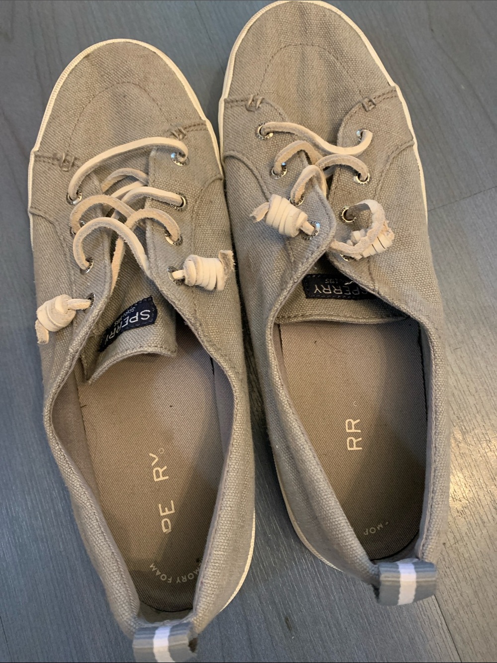 Sperry Light Gray Canvas Knot-Lace Boat Shoes